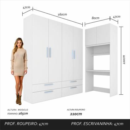 Imagem de Guarda Roupa Modulado Infantil Com Escrivaninha Joy Branco/azul - M.a