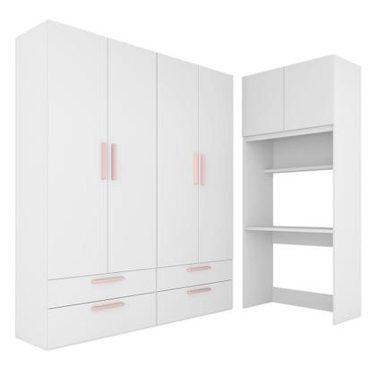 Imagem de Guarda Roupa Modulado Infantil Com Escrivaninha Joy Branco/rosa - M.a
