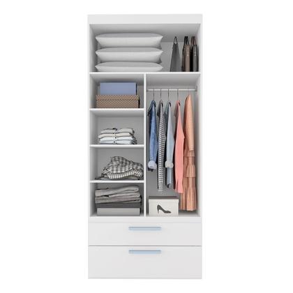 Imagem de Guarda Roupa Modulado Infantil Com Puff Baú Joy Bco/azul/l.bege - M.a