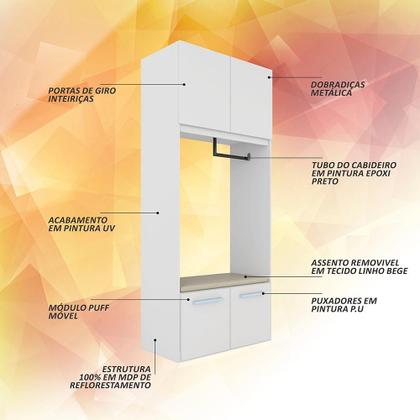 Imagem de Guarda Roupa Modulado Infantil Com Puff Baú Joy Bco/azul/l.bege - M.a