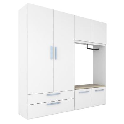 Imagem de Guarda Roupa Modulado Infantil Com Puff Baú Joy Bco/azul/l.bege - M.a