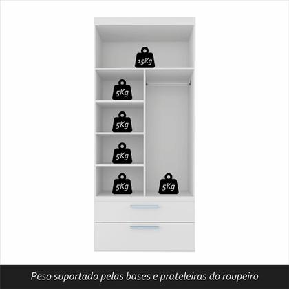 Imagem de Guarda Roupa Modulado Infantil Com Puff Baú Joy Bco/azul/l.bege - M.a