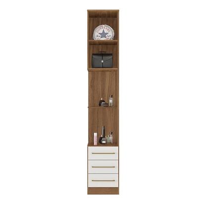 Imagem de Guarda Roupa Modulado Irlanda 1 Porta com Mesa de Cabeceira Amêndola/Branco - Demartêz