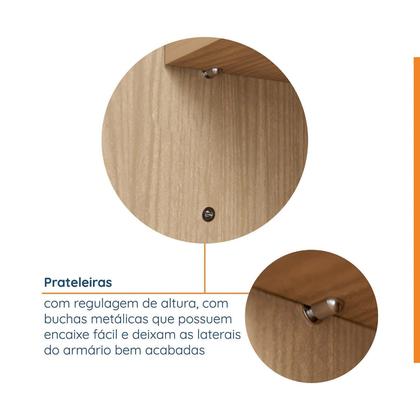 Imagem de Guarda-Roupa Modulado Joy 3 Peças Cabideiros, Nicho com 2 Gavetas e Sapateira Cabecasa Madeiramadeira