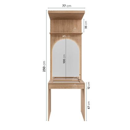 Imagem de Guarda-Roupa Modulado Joy 3 Peças Módulo Nichos com 2 Gavetas, Penteadeira com Espelho e Cabideiro com N