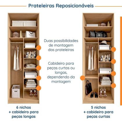 Imagem de Guarda-roupa Modulado Joy Nichos com Cabideiro CabeCasa MadeiraOriginals