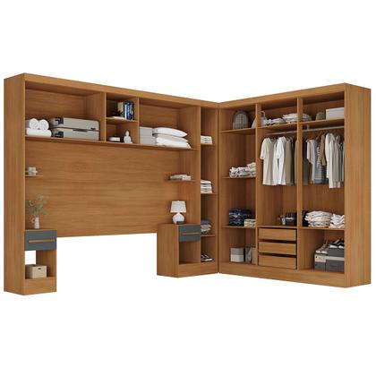 Imagem de Guarda-Roupa Modulado Soberano 11 Portas 5 Gavetas com Espelho Cinamomo/Chumbo - Panorama Móveis