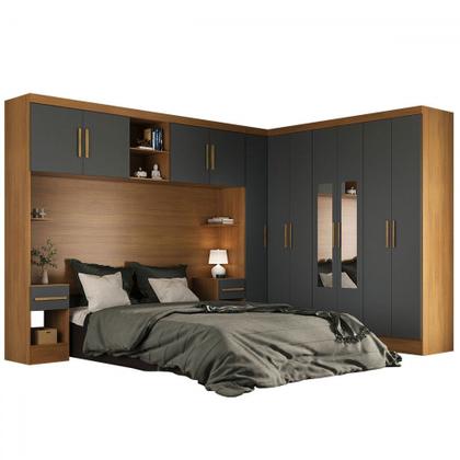Imagem de Guarda-Roupa Modulado Soberano 11 Portas 5 Gavetas com Espelho Cinamomo/Chumbo - Panorama Móveis