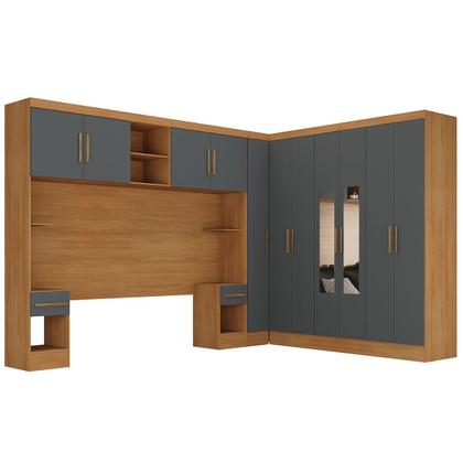 Imagem de Guarda-Roupa Modulado Soberano 11 Portas 5 Gavetas com Espelho Cinamomo/Chumbo - Panorama Móveis