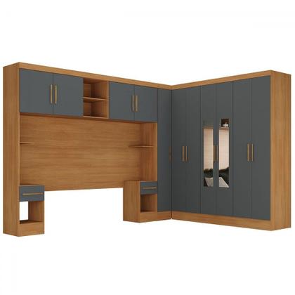 Imagem de Guarda-Roupa Modulado Soberano 11 Portas 5 Gavetas com Espelho Cinamomo/Chumbo - Panorama Móveis