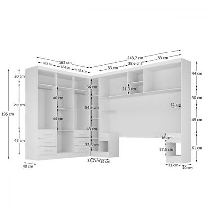 Imagem de Guarda-Roupa Modulado Soberano 11 Portas 8 Gavetas com Espelho Branco - Panorama Móveis
