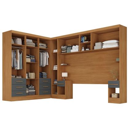 Imagem de Guarda-Roupa Modulado Soberano 11 Portas 8 Gavetas com Espelho Cinamomo/Chumbo - Panorama Móveis