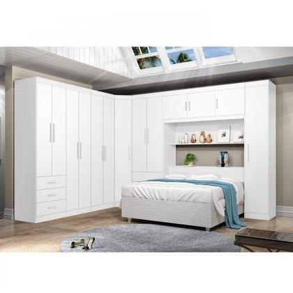 Imagem de Guarda-Roupa Modulado Solteiro 4 Portas e 3 Gavetas Cancun Yescasa Branco