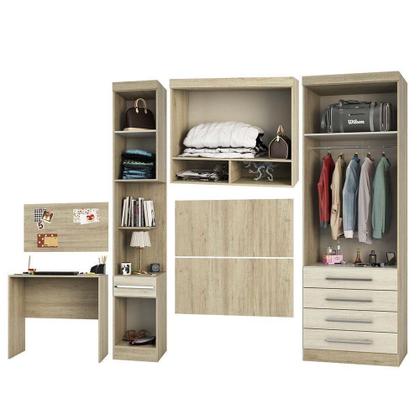 Imagem de Guarda Roupa Modulado Solteiro 5 Gavetas C/ Cabeceira E Escr
