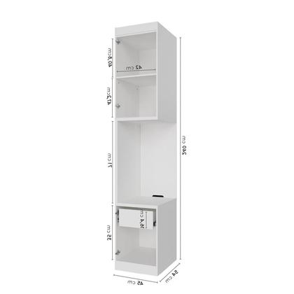 Imagem de Guarda-Roupa Modulado Solteiro com Mesa de Cabeceira 7 Portas 3 Peças Hera CabeCasa MadeiraMadeira Branco Geada/Cromado