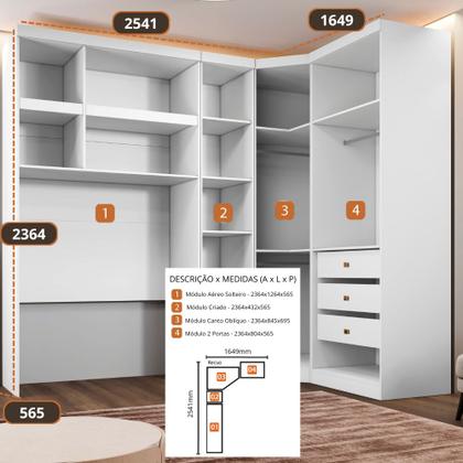 Imagem de Guarda Roupa Modulado Solteiro Safira 007 em MDF Com 7 Portas e 4 Gavetas
