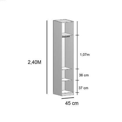 Imagem de Guarda Roupa Modular 1 Porta com Prateleiras/Cabideiros 45 cm Altezza Trend Belmax