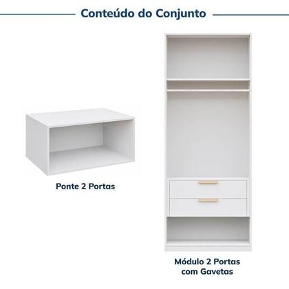 Imagem de Guarda-Roupa Modular 2 Peças 4 Portas e Gaveteiro Jade CabeCasa MadeiraMadeira Branco Fosco