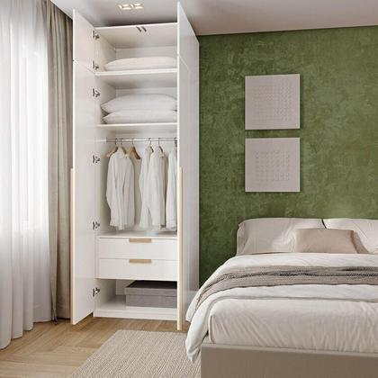 Imagem de Guarda-Roupa Modular 2 Peças 4 Portas e Gaveteiro Jade CabeCasa MadeiraMadeira Branco Fosco