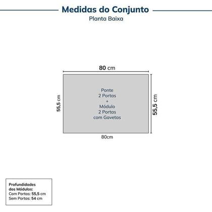 Imagem de Guarda-Roupa Modular 2 Peças 4 Portas e Gaveteiro Jade CabeCasa MadeiraMadeira Branco Fosco