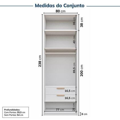 Imagem de Guarda-Roupa Modular 2 Peças 4 Portas e Gaveteiro Jade CabeCasa MadeiraMadeira Branco Fosco