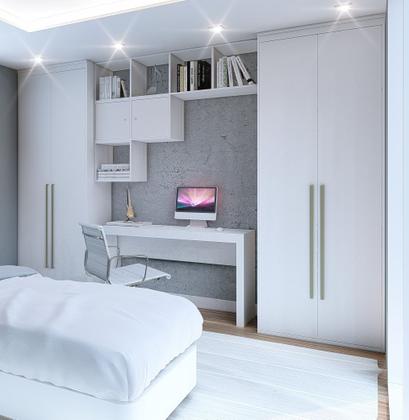 Imagem de Guarda Roupa Modular 2 Portas Espelho com Gavetas 90 cm Lotus Belmax