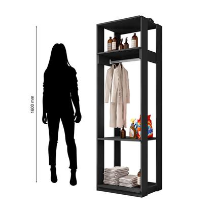 Imagem de Guarda Roupa Módulo para Closet 1 Cabideiro 3 Prateleiras Titan Espresso Móveis
