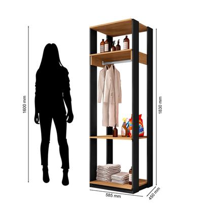 Imagem de Guarda Roupa Módulo para Closet 1 Cabideiro 3 Prateleiras Titan Espresso Móveis