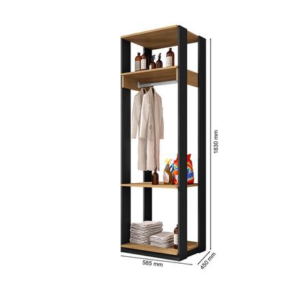 Imagem de Guarda Roupa Módulo para Closet 1 Cabideiro 3 Prateleiras Titan Espresso Móveis