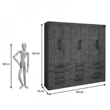 Imagem de Guarda Roupa Mônaco Casal 6 Portas 12 Gavetas Cor Carvalho