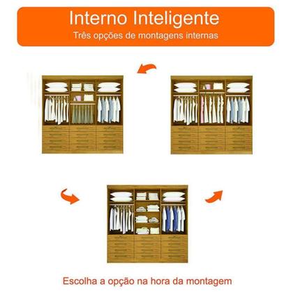 Imagem de Guarda Roupa Mônaco Casal 6 Portas 12 Gavetas Cor Carvalho