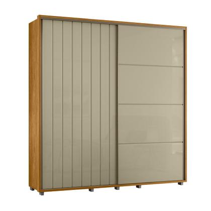 Imagem de Guarda Roupa Monet 100% MDF - 2 Porta de Correr c/ Amortecimento - 4 Gavetas c/ Corrediças Telescópicas - Cumaru/Opala