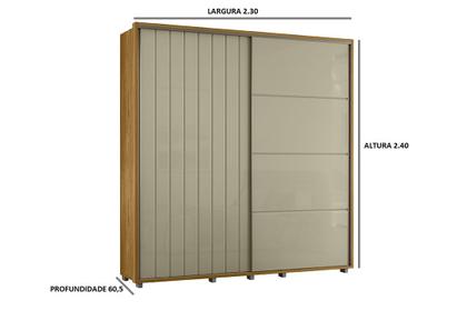 Imagem de Guarda Roupa Monet 100% MDF - 2 Porta de Correr c/ Amortecimento - 4 Gavetas c/ Corrediças Telescópicas - Cumaru/Opala