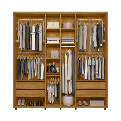Imagem de Guarda-roupa Monet 100% MDF ripado 2 portas de correr 4 gavetas - Cumaru Opala - Madetec