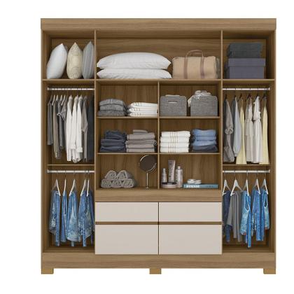 Imagem de Guarda Roupa Mônica 4 Portas c/ Espelho e Gavetas Amendola/Off White - Bela Móveis