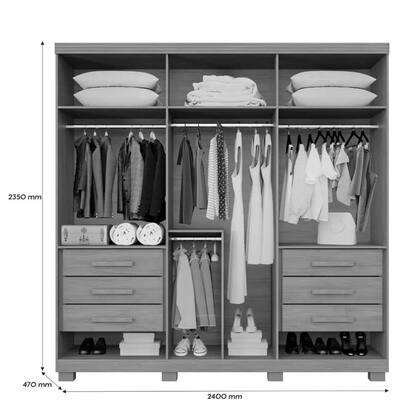Imagem de Guarda Roupa Moscou 6 Portas Benetil - Cinamomo