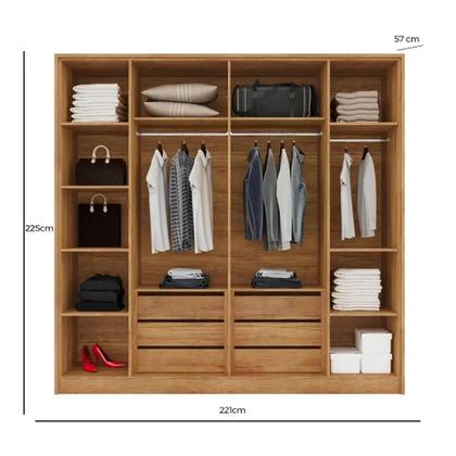 Imagem de Guarda Roupa Navegantes Casal 6 Portas 6 Gavetas Rud Rack Cor Cedro