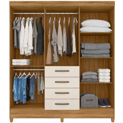 Guarda Roupa New Avaí 177cm 6 Portas Freijó Off White com Espelho