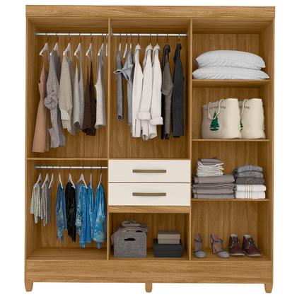 Guarda Roupa New Mafra 177cm 7 Portas Freijó Off White com Espelho
