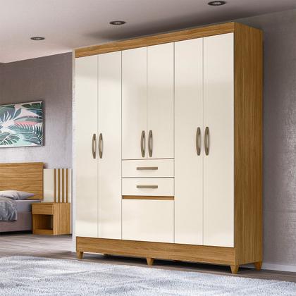 Guarda Roupa New Mafra 177cm 7 Portas Freijó Off White Moval