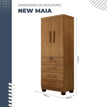 Imagem de Guarda Roupa New Maia 2 Portas 4 Gavetas com Chave Benetil Móveis