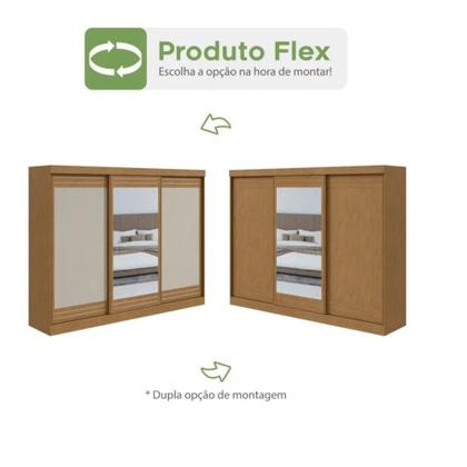 Imagem de Guarda Roupa Nice Flex 3 Portas de Correr 4 Gavetas com Espelho Lopas