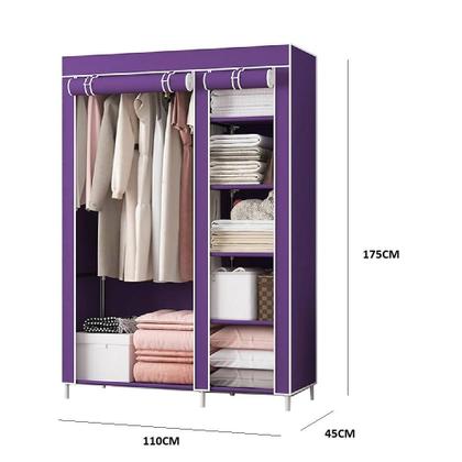 Imagem de Guarda Roupa Organizador 5 Prateleiras Multiuso Porta Cabide Bolsa Lencol Brinquedos Portatil Roxo