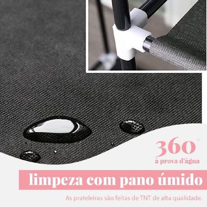 Imagem de Guarda Roupa Organizador Gigante 12 Prateleira Cabideiro Portatil Quarto Praia Desmontavel Preto