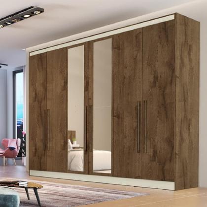 Imagem de Guarda Roupa Oslo 6 Portas 4 Gavetas com Espelho MDF - MadeMarcs