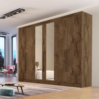 Imagem de Guarda Roupa Oslo 6 Portas 4 Gavetas com Espelho MDF - MadeMarcs