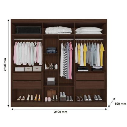 Imagem de Guarda Roupa Oslo 6 Portas 4 Gavetas com Espelho MDF - MadeMarcs