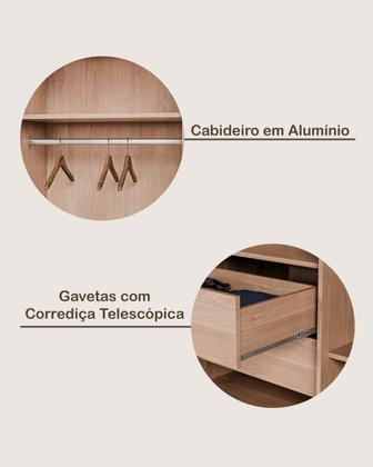 Imagem de Guarda Roupa Oslo 6 Portas 6 Gavetas com Espelho MDF - MadeMarcs