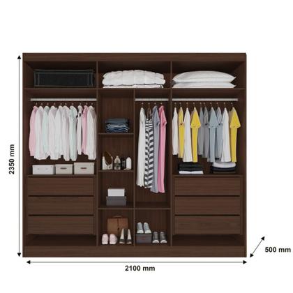 Imagem de Guarda Roupa Oslo 6 Portas 6 Gavetas com Espelho MDF - MadeMarcs