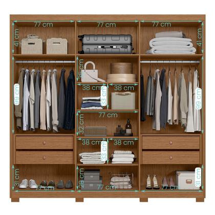 Imagem de Guarda Roupa Ouro Verde Quarto Com 6 Portas e 4 Gavetas